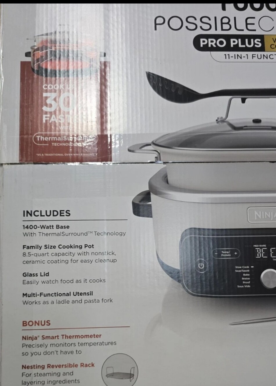 NINJA FOODI POSSIBLECOOKER PRO PLUS 11 IN 1 POSSIBLE COOKER 8.5 QT SMART COOK - Picture 2 of 8